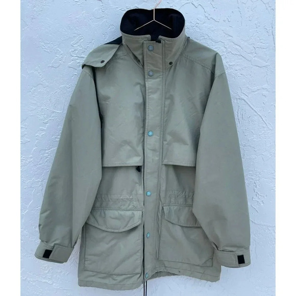 Eddie Bauer Mens Gore Tex Winter Hooded Jacket Beige Sz Small - Picture 1 of 16